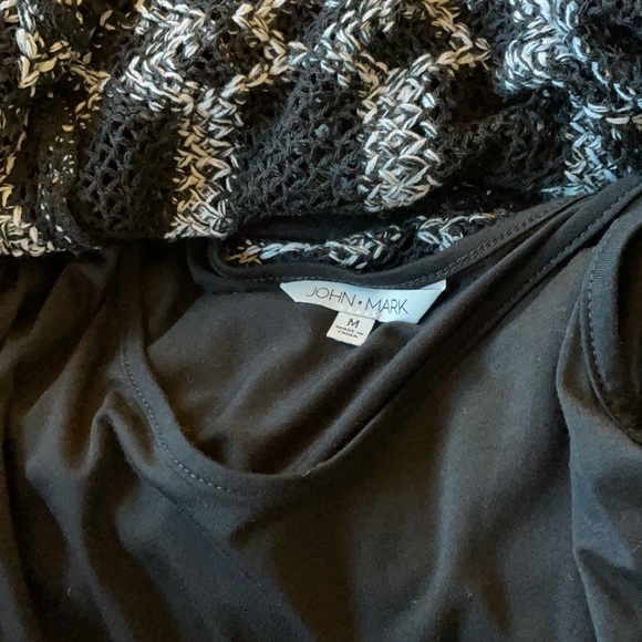 John Mark Knit Shawl Neck Sweater Fringe Sz M EC! - Picture 9 of 10